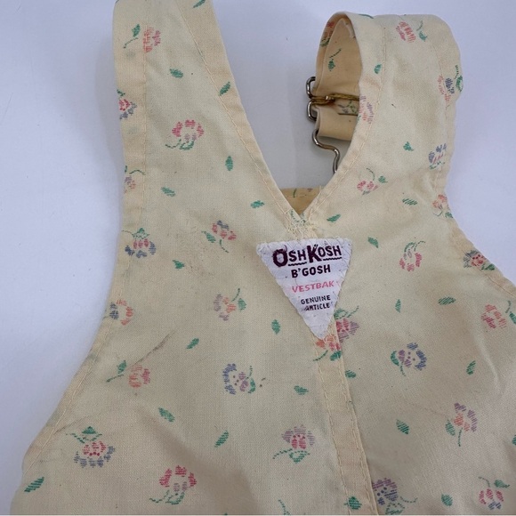 Vintage 90s Oshkosh Yellow Floral Short Overalls Size 18 months FLAWS - Picture 7 of 9